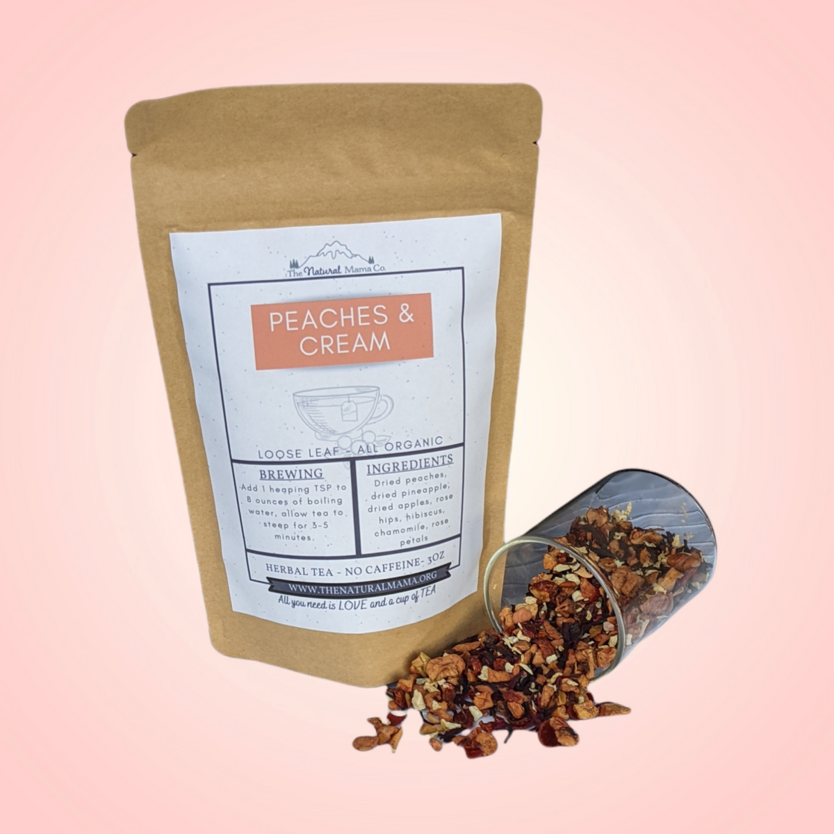 Peaches & Cream Herbal Tea, Tea from The Natural Mama Co