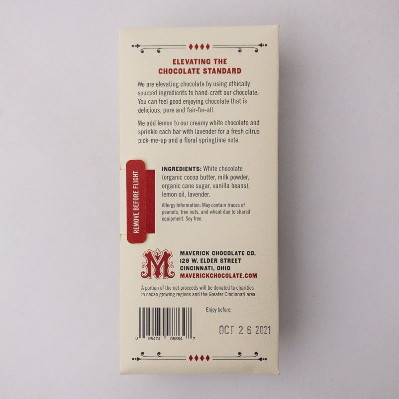 Lemon Lavender White Chocolate, Confection from MaverickChocolate