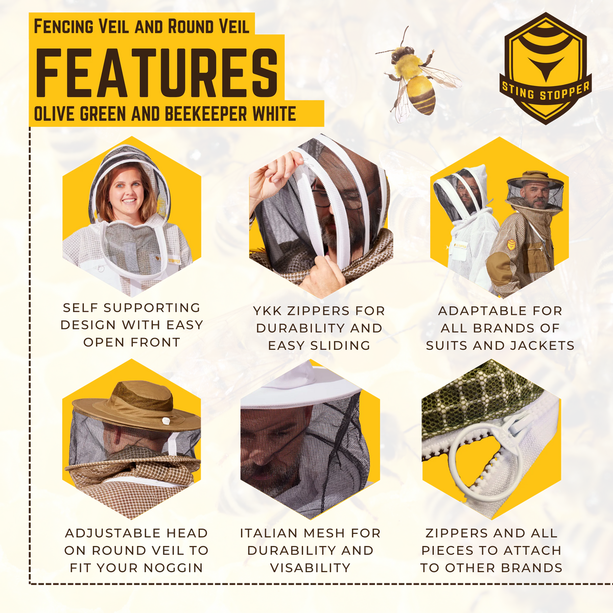 Round or Fencing Beekeeping Veil