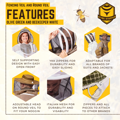 Round or Fencing Beekeeping Veil