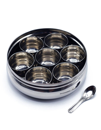 Indian Spice Tray (Spice Box or Spice Rack - also known as Masala Dani or Masala Dabba), Stainless Steel, Spice Organizers