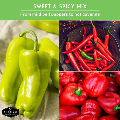 Eight Pepper Seed Collection – Heirloom Non-GMO Sweet & Hot Pepper Varieties for Home Gardening and Food Preservation