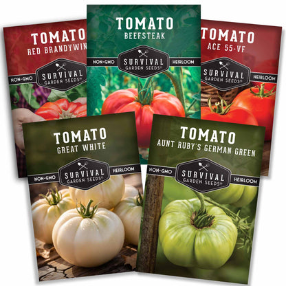 Slicing Tomato Seed Collection – 5 Heirloom & Beefsteak Varieties for Large, Meaty Sandwich Tomatoes