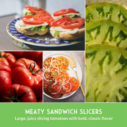 Slicing Tomato Seed Collection – 5 Heirloom & Beefsteak Varieties for Large, Meaty Sandwich Tomatoes