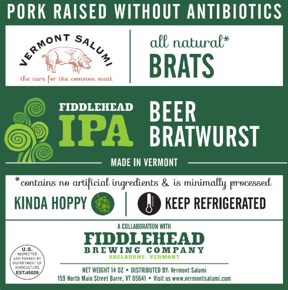 Fiddlehead IPA Bratwurst (8 Pack)