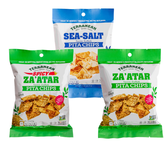 12 Pack of Pita Chips (2 oz.) - Choose your flavor from Terranean Spices, Spreads & Snacks