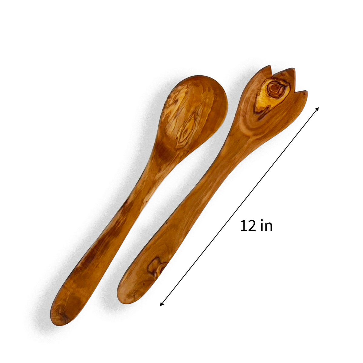 Olive Wood Salad Serving Set (2-Piece Set, 12in)