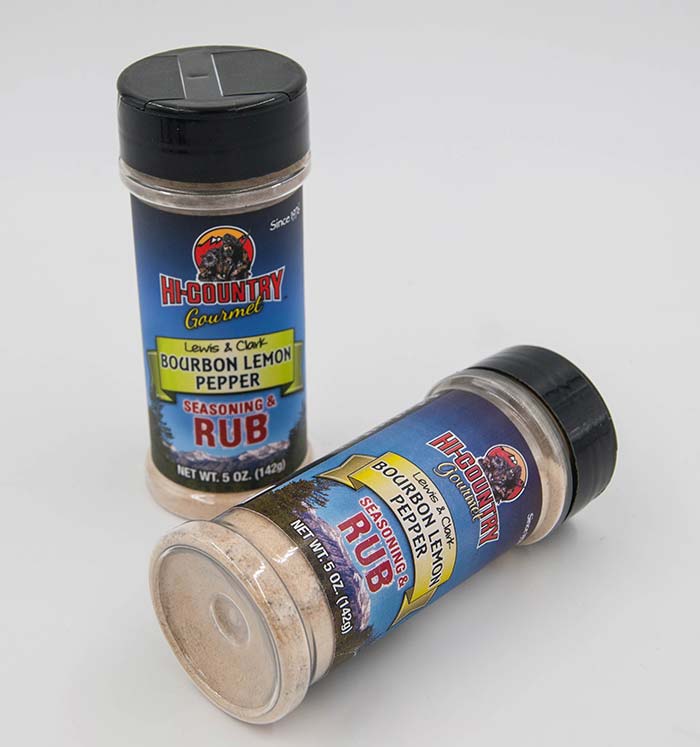 Rubs - Bourbon Lemon Pepper Seasonings Rub 5 oz., Seasoning Rub Shaker from Hi-Country Snack Foods Inc.