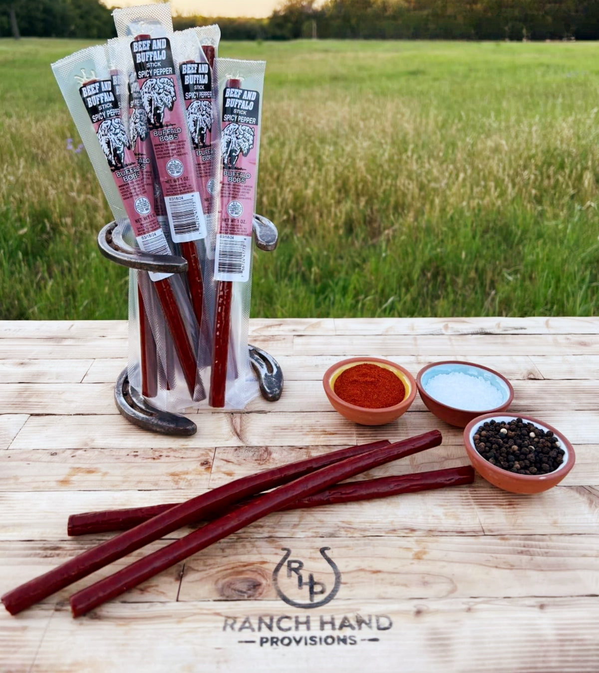 Buffalo and Beef Jerky Stick — Spicy | Buffalo Bob's, Meat from Ranch Hand Provisions