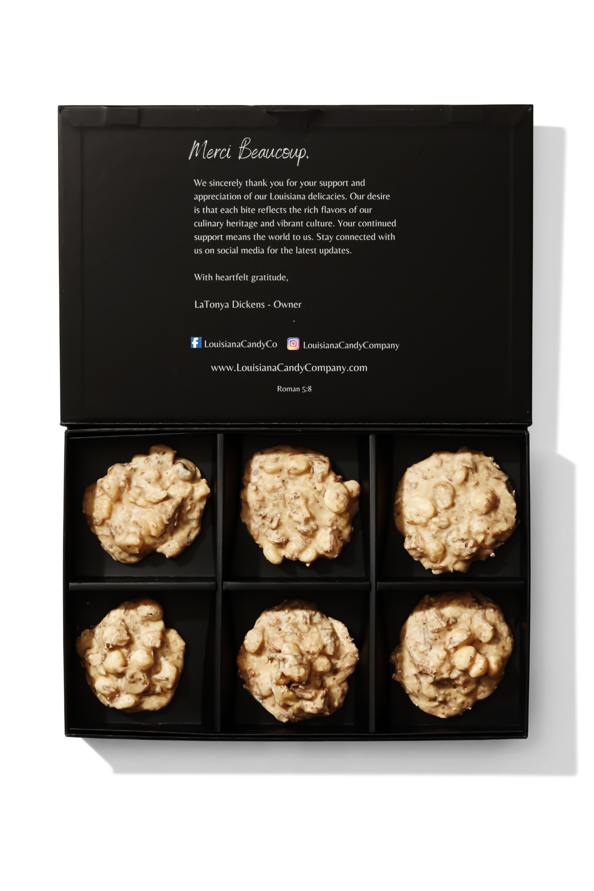 Toasted Coconut and Macadamia Nut Pralines, Confection from Louisiana Candy Company