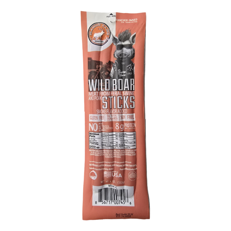 Wild Boar Hickory Snack Stick Multi-pack, Meat from Pearson Ranch Jerky