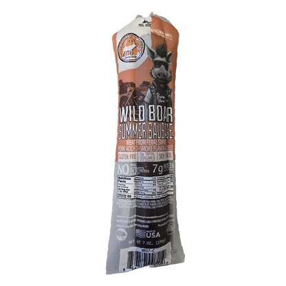 Wild Boar Hickory Smoked Summer Sausage (7 oz.), Meat from Pearson Ranch Jerky