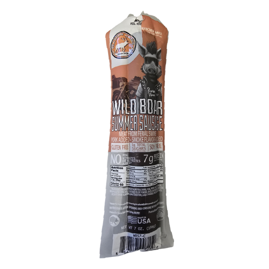 Wild Boar Hickory Smoked Summer Sausage (7 oz.), Meat from Pearson Ranch Jerky