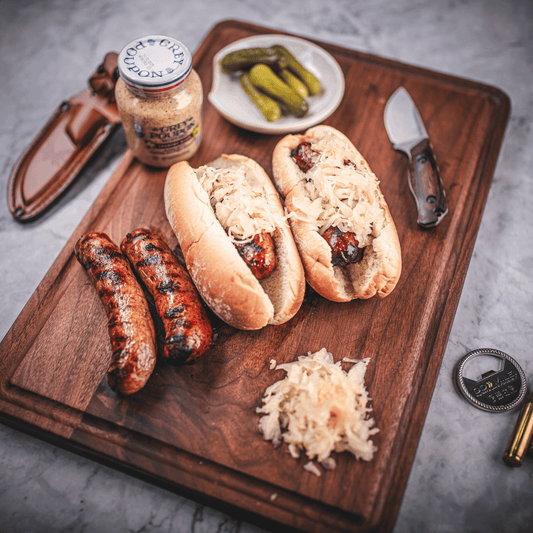 Wagyu Bacon Cheeseburger Bratwurst by KC Cattle Company