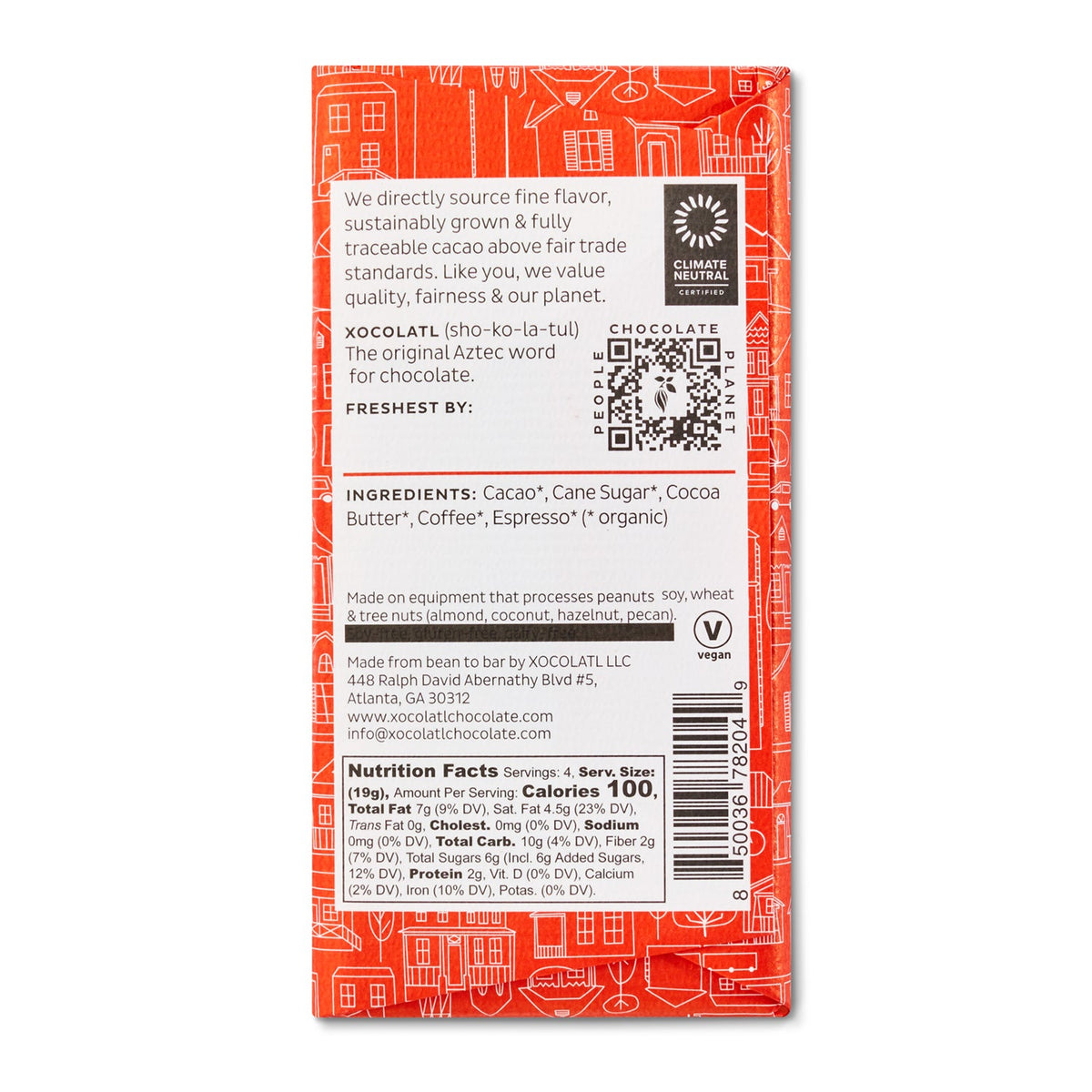 Wide-Eyed Espresso Chocolate Bar, Confection from Xocolatl Small Batch Chocolate