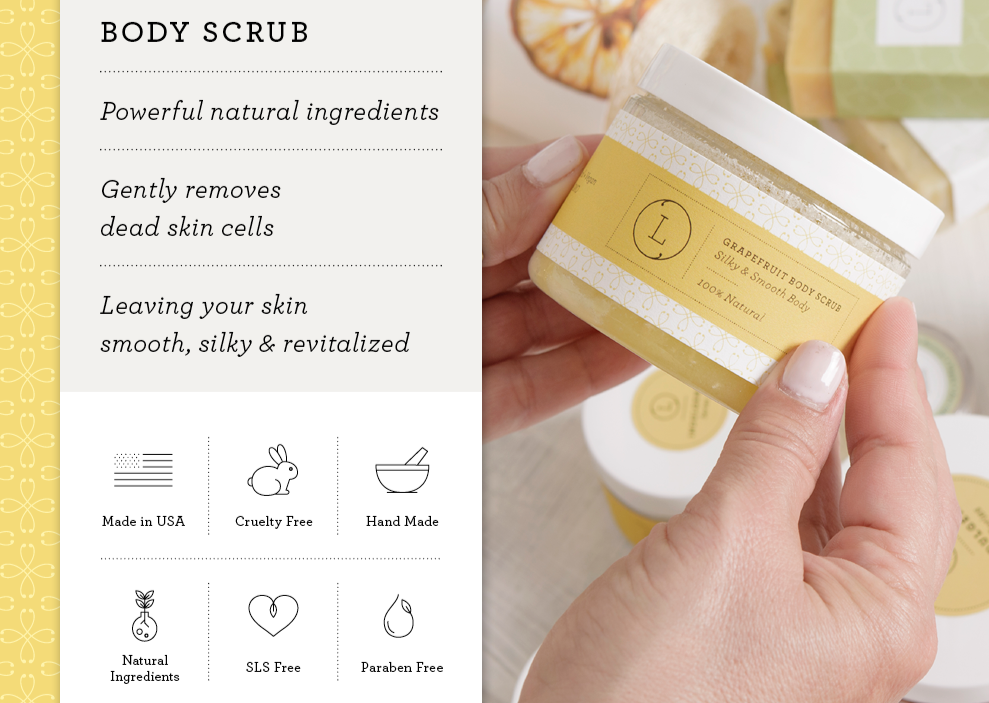 Moisturizing set with Grapefruit body oil and Body scrub, Health & Beauty from Lizush