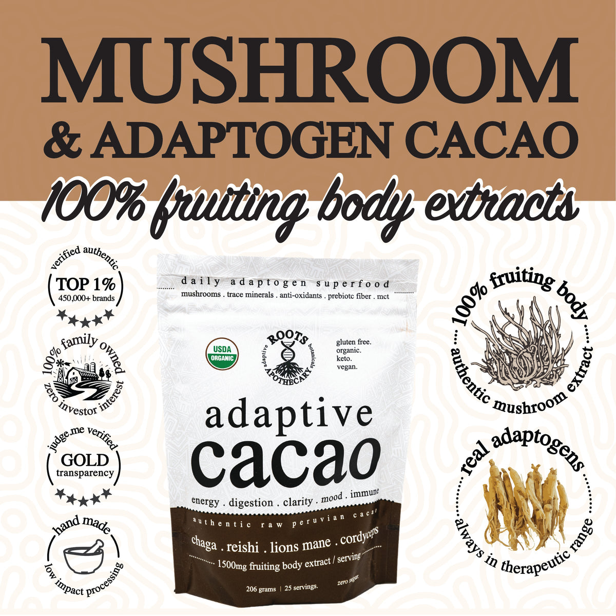 adaptive cacao. performance superfood., Supplement from Roots Apothecary