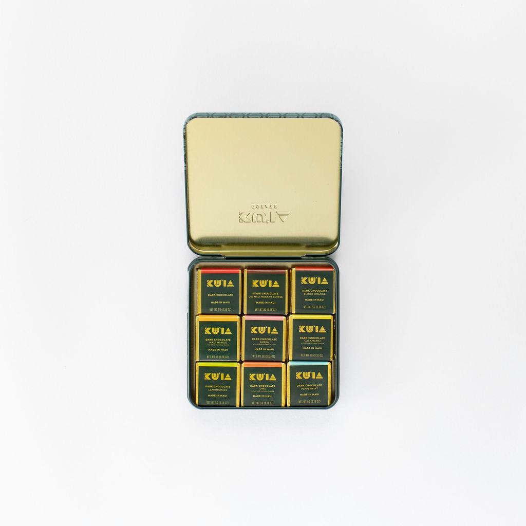 Assorted Dark Chocolate Gift Tin, Gift Box from Maui Kuʻia Estate Chocolate