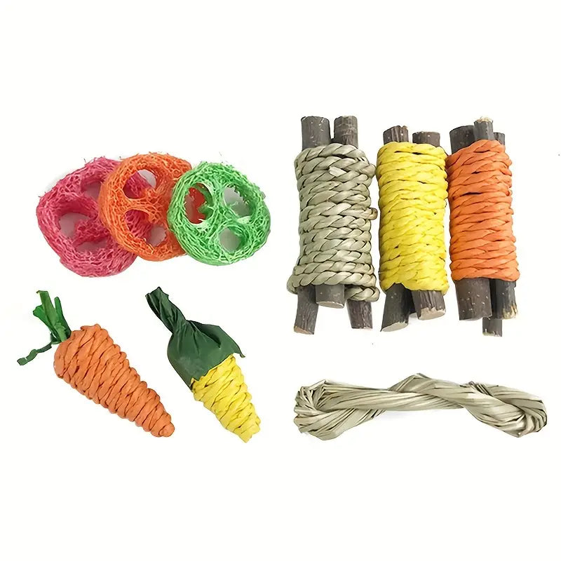 Small Animal Chew Toys For Rabbit Bunny Hamster Chinchillas, Small Animal Teeth Cleaning Molar Toys Pet Accessories from Dahlia Pets