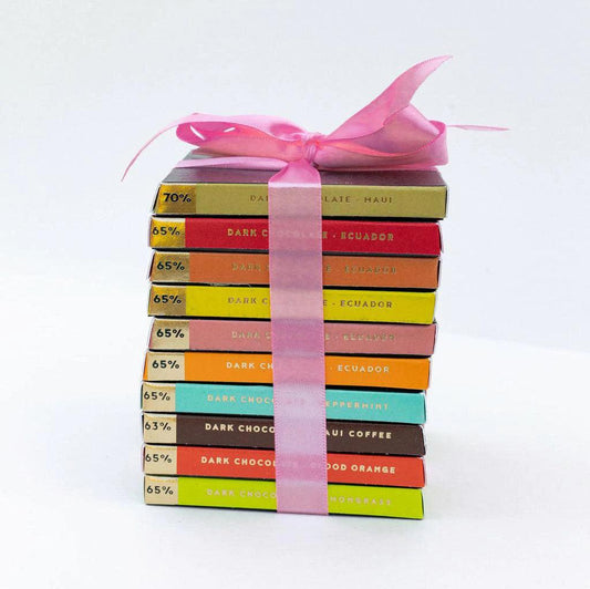 Dark Chocolate Bar Tower, Gift Box from Maui Kuʻia Estate Chocolate