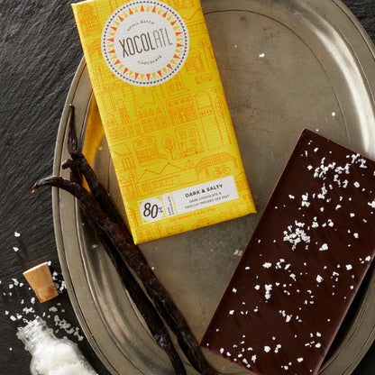 Dark & Salty Dark Chocolate Sea Salt Bar, Confection from Xocolatl Small Batch Chocolate