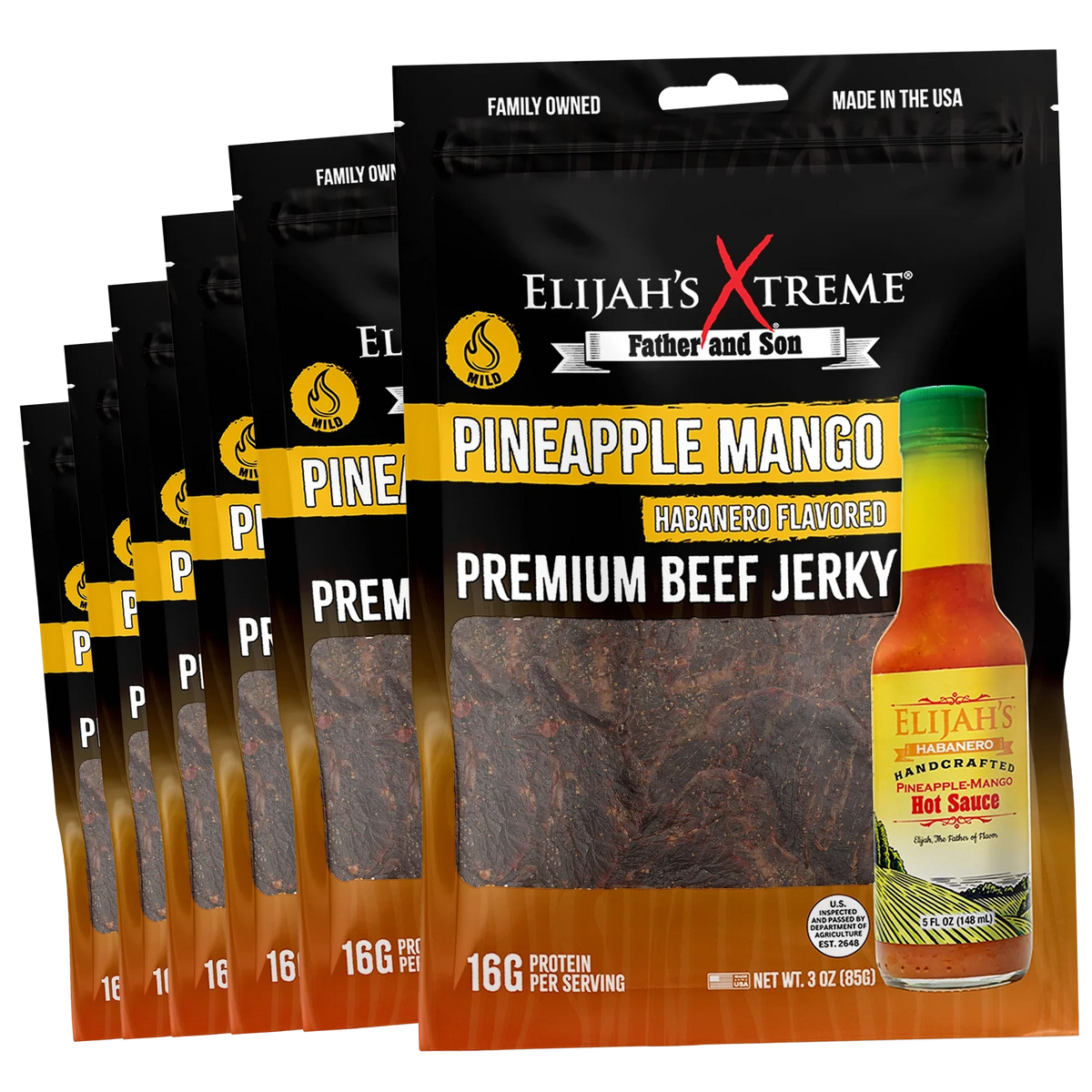 Pineapple-Mango Habanero Beef Jerky - 6 bags (1lb)