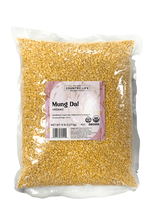 Mung Dal Beans, Yellow, Organic, Split Peeled, Dry Legumes from Country Life Natural Foods