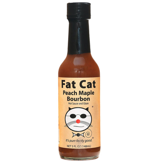 Peach Maple Bourbon Hot Sauce and Glaze, Hot Sauce from Fat Cat Gourmet Hot Sauces & Specialty Condiments