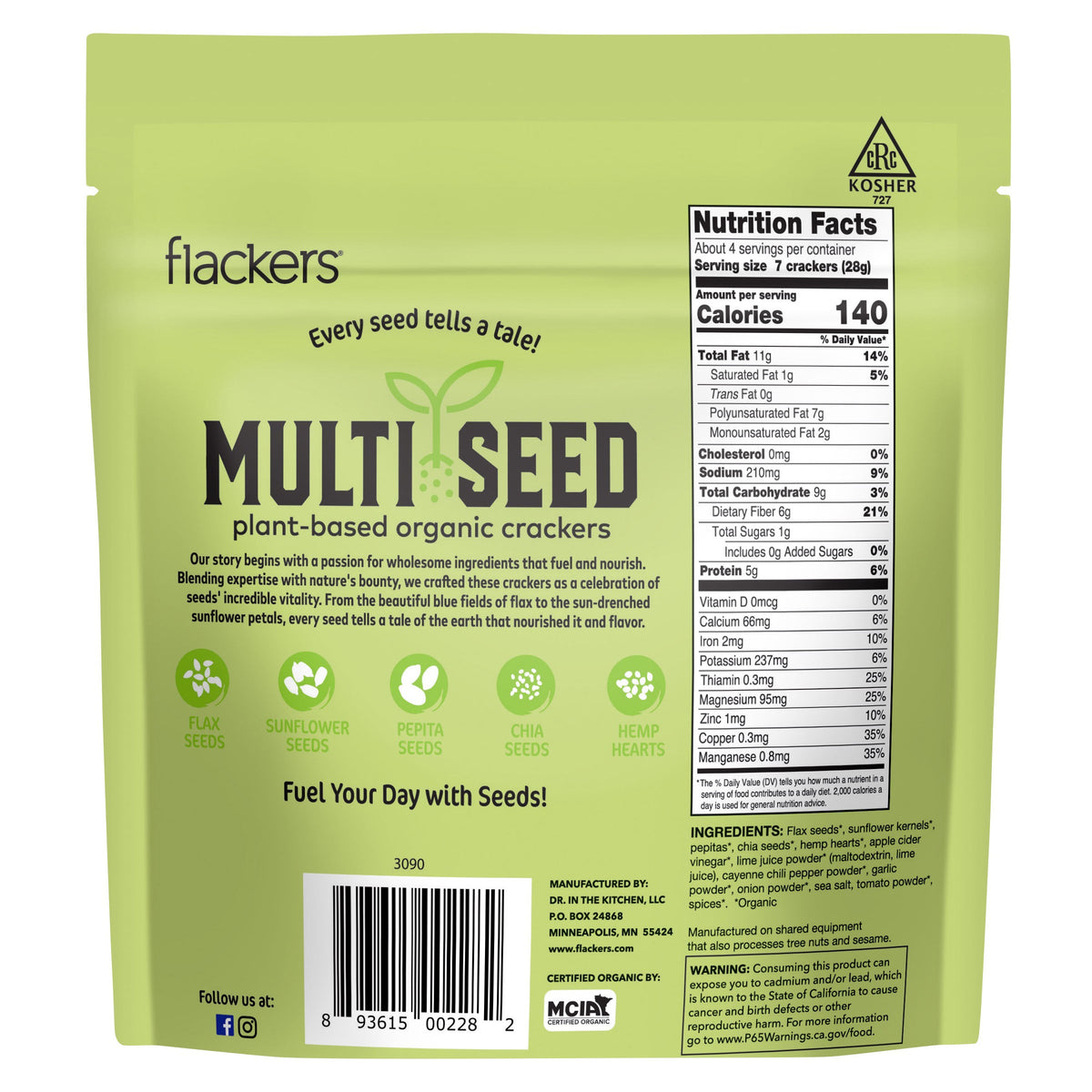 (6-pack) Spicy Chili Lime Multi Seed Crackers, Pantry from Flackers