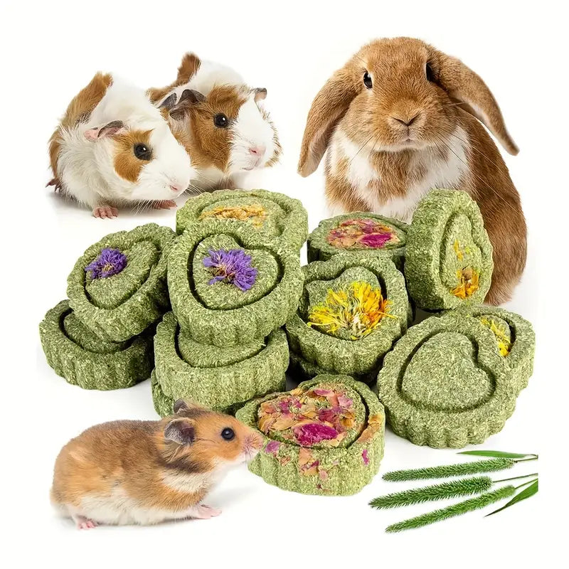 Natural Timothy Hay and Flowers Teething Toys: Suitable For Hamsters, Rabbits, Mice And Other Small Animals, rabbit treat from Dahlia Pets