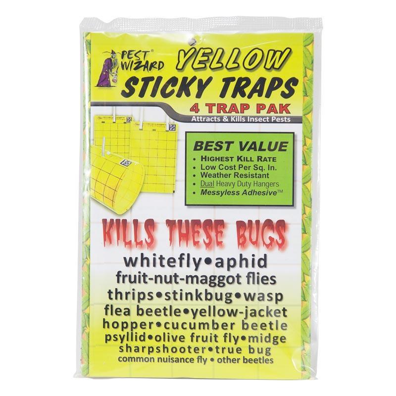 Pest Wizard Yellow Sticky Card Trap, Large 4-Pack, Garden from Grow Organic