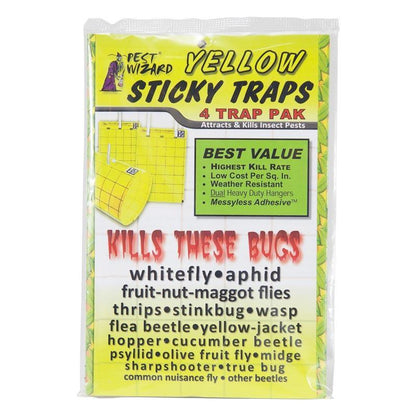 Pest Wizard Yellow Sticky Card Trap, Large 4-Pack, Garden from Grow Organic