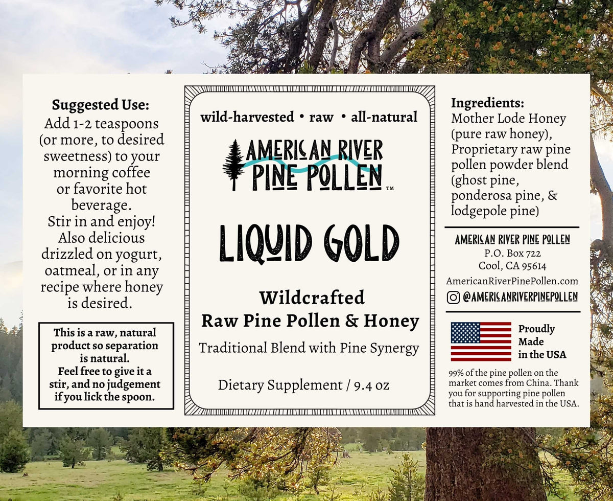 Liquid Gold - Wildcrafted Raw Pine Pollen and Honey - Traditional Blend with Pine Synergy, image 4 of 5