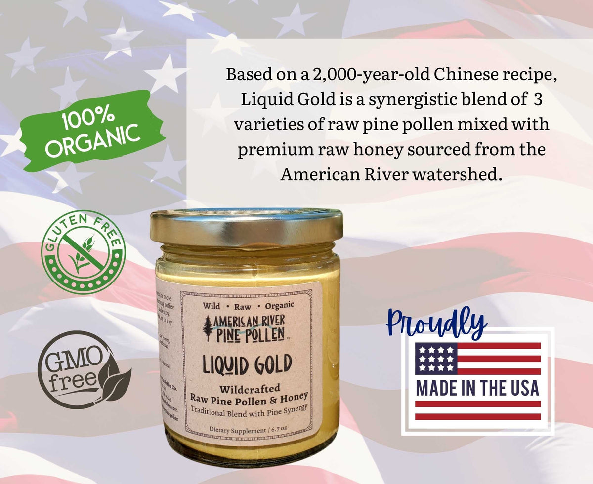 Liquid Gold - Wildcrafted Raw Pine Pollen and Honey - Traditional Blend with Pine Synergy, image 2 of 5