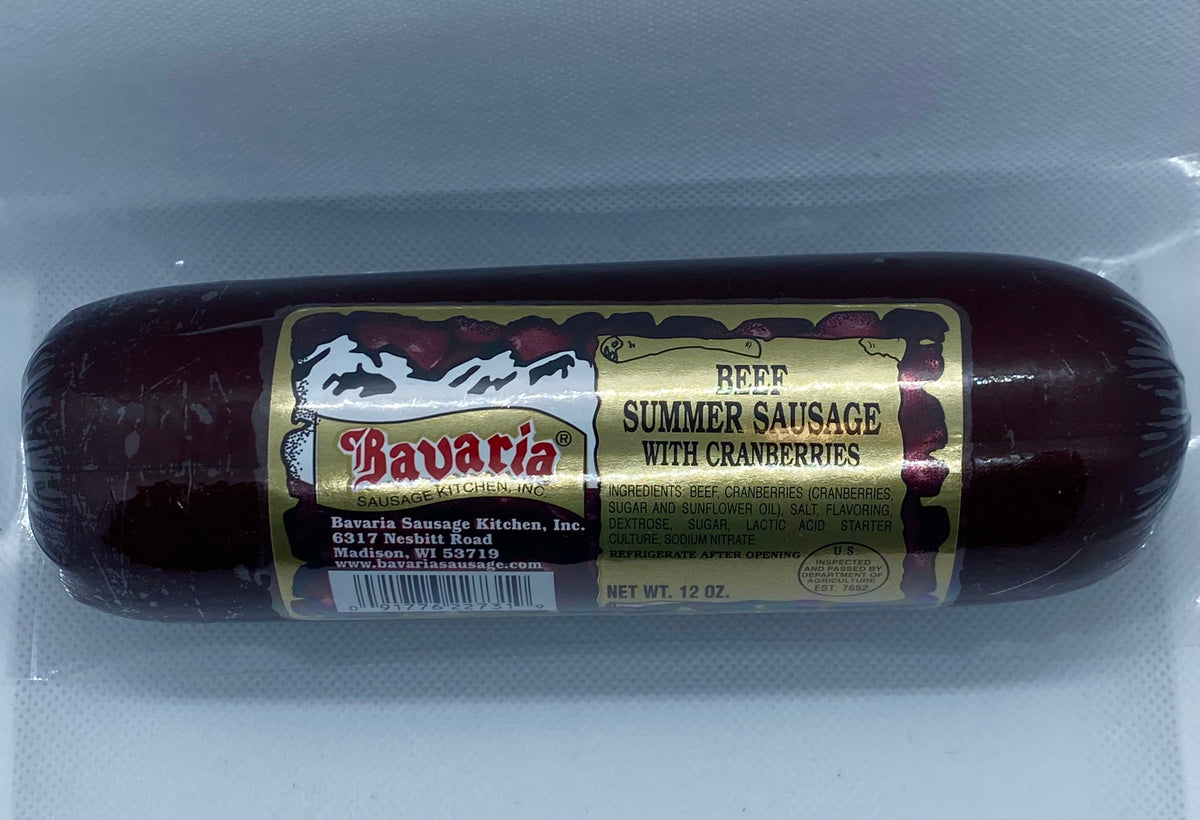Bavaria Beef Summer Sausage with Cranberries, 12oz by Mousehouse Cheesehaus