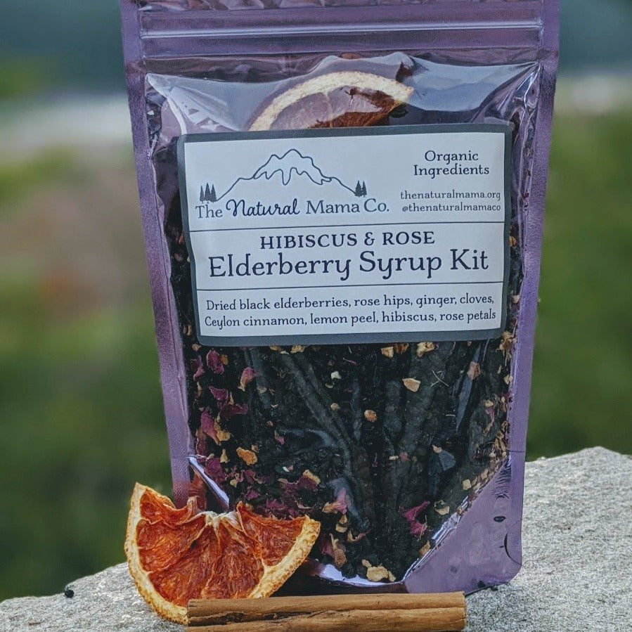 Super Sized Elderberry Syrup Kit - Hibiscus & Rose, Syrup from The Natural Mama Co
