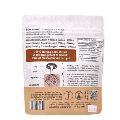 lion's mane extract. organic, Supplement from Roots Apothecary