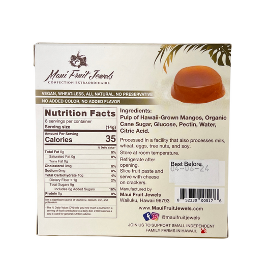Maui Fruit Jewels Hawaii Fruit Paste - Mango