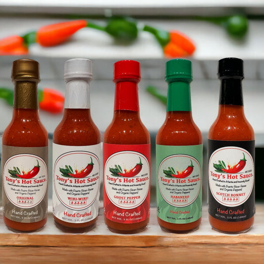 Tony's Handcrafted Hot Sauce- 5 Bottle Gift Set-5oz Bottles, Hot Sauce from Tony's Hot Sauce Company