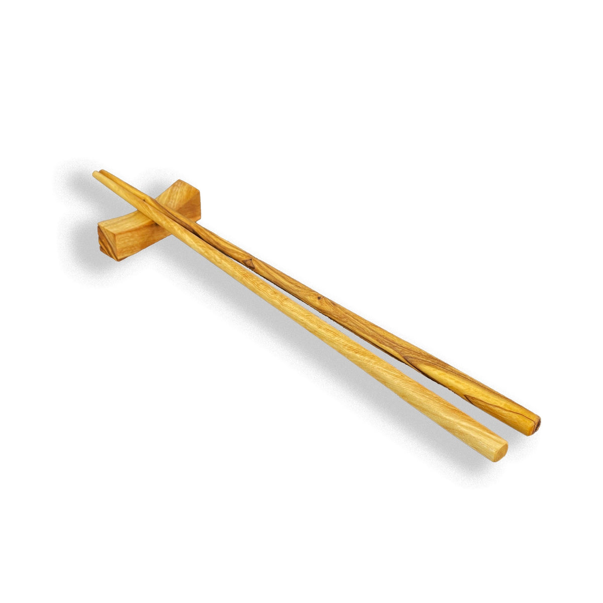 Olive Wood Japanese Chopsticks with Stand (9.5in)