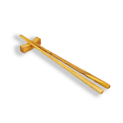 Olive Wood Japanese Chopsticks with Stand (9.5in)