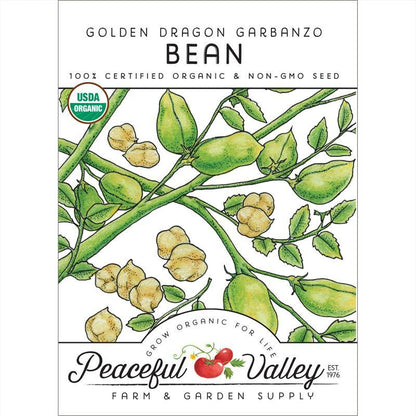 Garbanzo Golden Dragon Bush Bean Seeds (Organic), Garden from Grow Organic