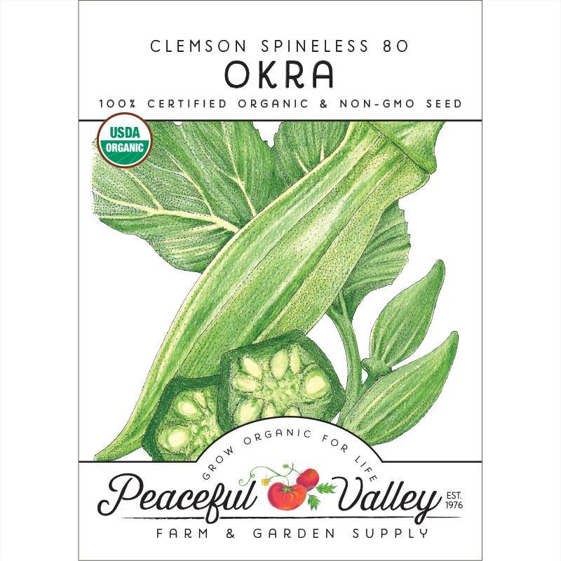 Clemson Spineless 80 Okra Seeds (Organic), Garden from Grow Organic