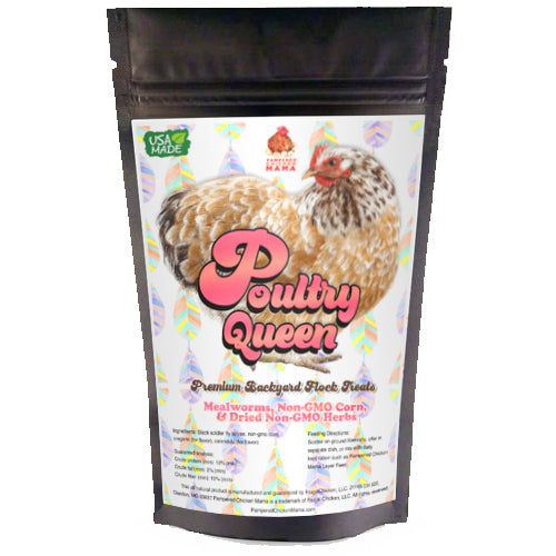 Poultry Queen Mealworm, Premium Corn, Flax Seeds, & Herb Treat For Pet Chickens from Dahlia Pets