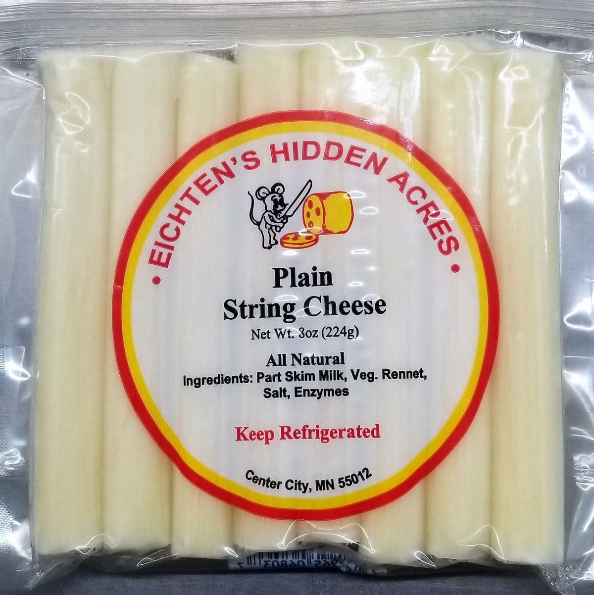 String Cheese, Plain 8 oz Package by Eichtens Cheeses, Gifts & Foods