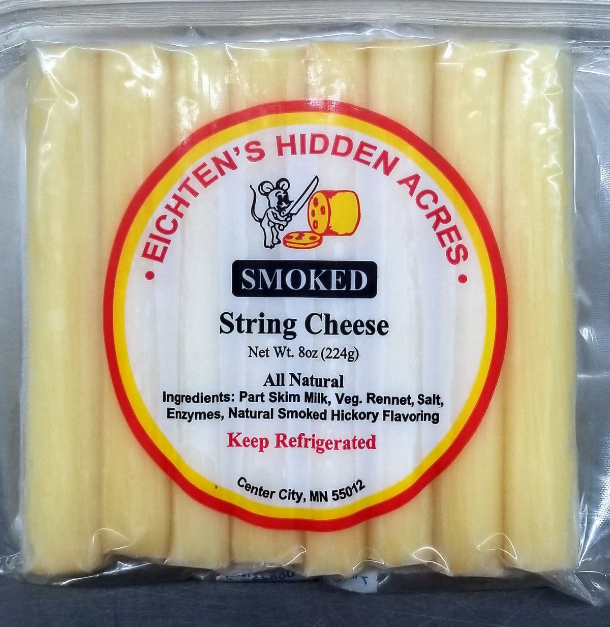 Smoked String Cheese, Smoked 8 oz Package by Eichtens Cheeses, Gifts & Foods