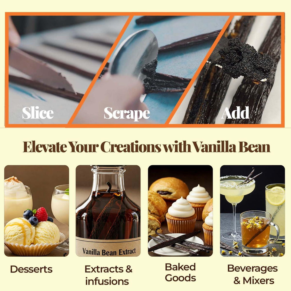 25 Premium Whole Ugandan Vanilla Beans Grade A - For making Vanilla Extract