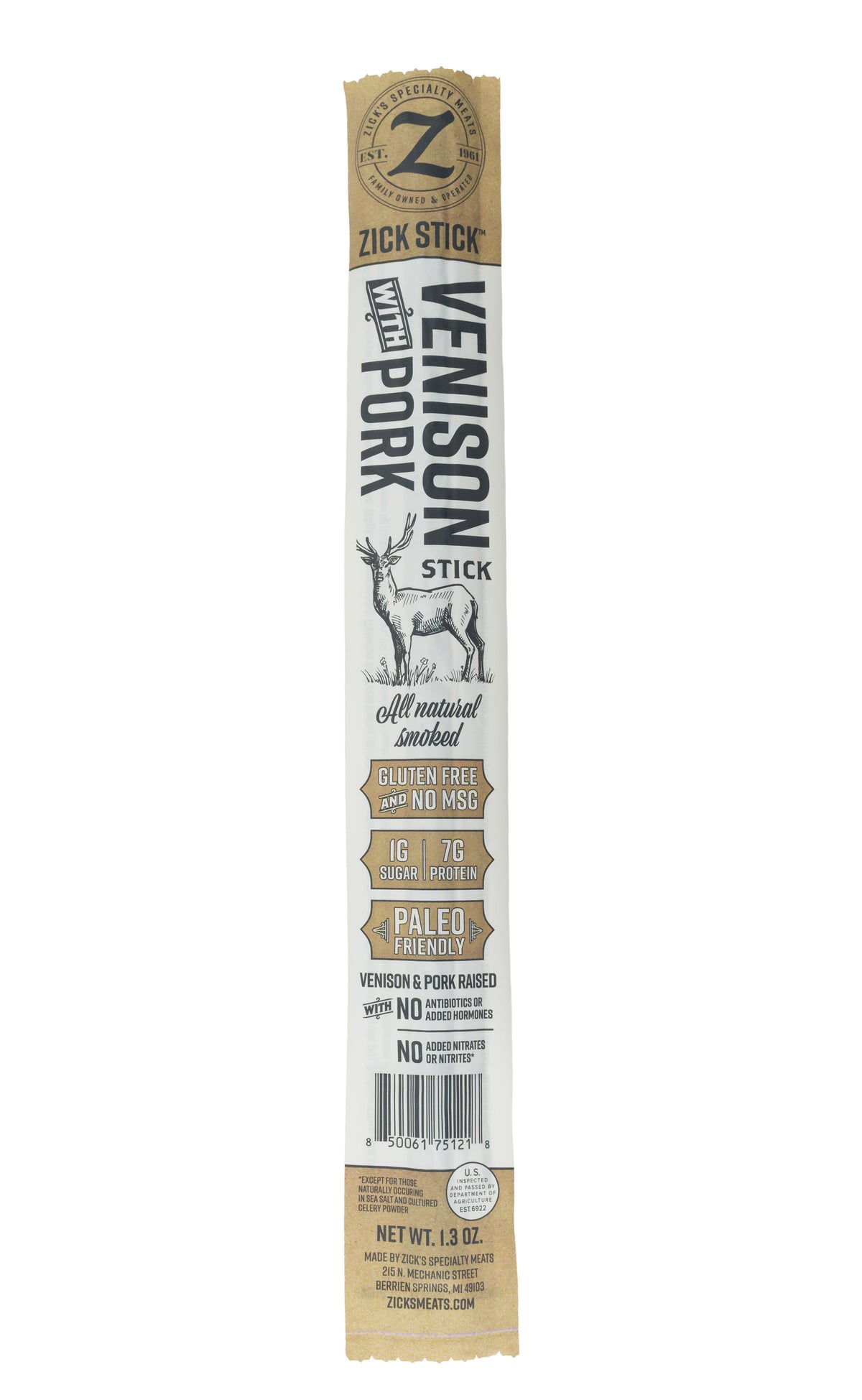 Venison with Pork Jerky Stick — Original, Meat from Ranch Hand Provisions